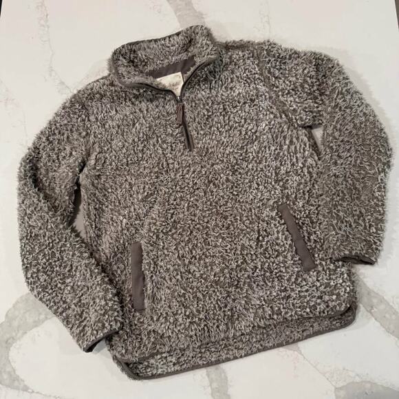 Altar’d State Sherpa Quarter Zip Pullover Jacket Women's Medium Teddy Bear Brown - Picture 1 of 8